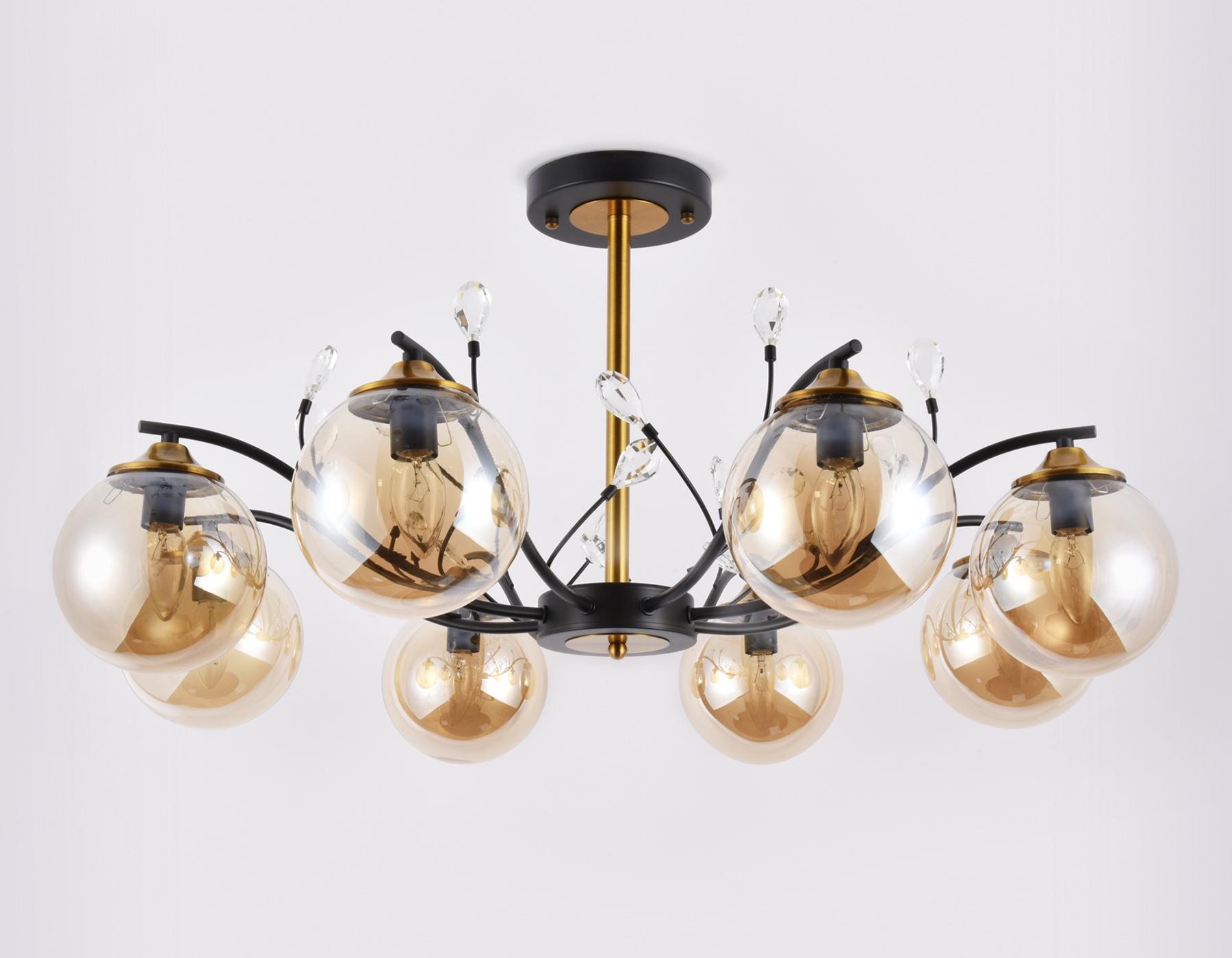 Подвесная люстра Ambrella TR9076 черный/янтарь E14 max 40W D850*420